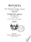 Raccolta delle leggi, regolamenti, istruzioni, circolari ed altri provvedimenti emanati in materia di contribuzioni dirette multe, e spese di giustizia non che di pesi e misure