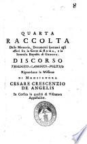 Raccolta di documenti, memorie, e manifesti fin ora pubblicati intorno agli affari correnti fra la corte di Roma e la repubblica di Genova