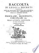 Raccolta di leggi, decreti, proclami, manifesti ec. Pubblicati dalle autorità costituite. Volume 1.\-43!