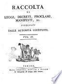 Raccolta di leggi, decreti, proclami, manifesti ec. Pubblicati dalle autorità costituite. Volume 1.\-43!