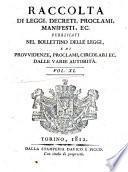 Raccolta di leggi, decreti, proclami, manifesti ec. Pubblicati dalle autorità costituite. Volume 1.\-43!