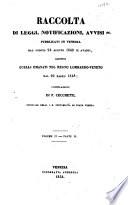 Raccolta di leggi, notificazioni, avvisi ec. pub. in Venezia dal giorno 24 agosto 1849 in avanti