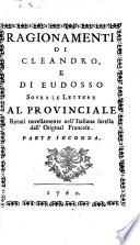 Ragionamenti Di Cleandro, E Di Eudosso Sovra Le Lettere Al Provinciale