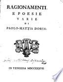 Ragionamenti e poesie varie di Paolo-Mattia Doria