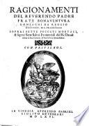 Ragionamenti ... sopra i sette peccati mortali,&sopra i sette salmi Penitentiali del Rè David [with the text in Latin], ridotti in sette canzoni, etc