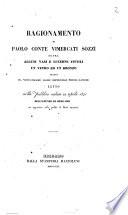 Ragionamento di Paolo conte Vimercati Sozzi sovra alcuni vasi e lucerne fitili un vetro ed un bronzo tratti da vetustissime arche sepolcrali presso Lovere letto nella pubblica seduta 22 aprile 1841 dell'Ateneo di Bergamo cui appartiene nella qualita di socio onorario