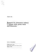 Rapporti fra letteratura tedesca e italiana nella prima metà dell'Ottocento
