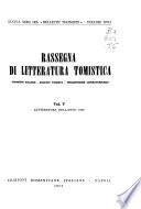 Rassegna di letteratura tomistica