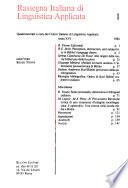 Rassegna italiana di linguistica applicata
