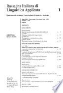 Rassegna italiana di linguistica applicata