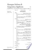 Rassegna italiana di linguistica applicata