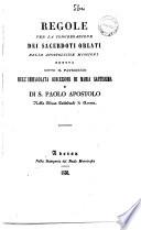 Regole per la congregazione dei sacerdoti oblati delle apostoliche missioni ...