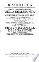 Relazione dello stato in cui si trova l'opera del censimento universale del ducato di Milano nel mese di maggio dell' anno 1750