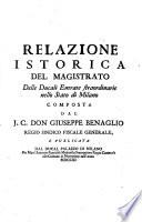 Relazione istorica del magistrato delle Ducali Entrate straordinarie nello stato di Milano
