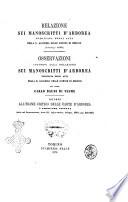 Relazione sui manoscritti d'Arborea publicata negli atti della R. Academia delle Scienze di Berlino (gennajo 1870) del conte Carlo Baudi di Vesme