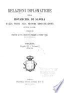 Relazioni diplomatiche della monarchia di Savoia dalla prima alla seconda restaurazione (1559-1814)