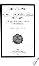 Rendiconti della R. Accademia nazionale dei Lincei, Classe di scienze morali, storiche e filologiche
