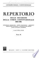 Repertorio delle decisioni della Corte costituzionale