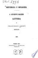 Repubblica e monarchia a Giuseppe Mazzini
