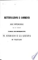Rettificazioni e commenti all'opuscolo del Cav.Avvocato Carlo de Benedetti