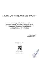 Revue Critique de philologie romane