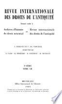 Revue internationale des droits de l'antiquité