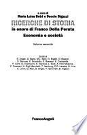 Ricerche di storia: Economia e società