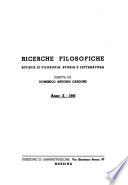 Ricerche filosofiche rivista di filosofia, storia e letteratura