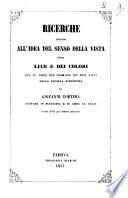 Ricerche intorno all'idea del Senso della Vista, della Luce e dei Colori