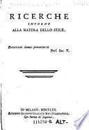 Ricerche intorno alla natura dello stile