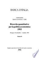 Ricerche quantitative per la politica economica