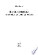 Ricerche sintattiche sui sonetti di Cino da Pistoia