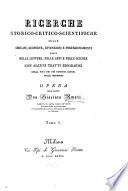 Ricerche storico-critico-scientifiche sulle origini