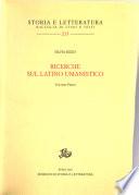 Ricerche sul latino umanistico