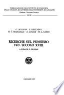 Ricerche sul pensiero del secolo XVIII