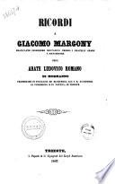 Ricordi a Giacomo Margony, praticante ingegnere meccanico presso i fratelli Sharp a Manchester dell'abate Ludovico Romano, di Mormanno
