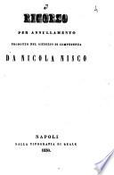 Ricorso per annullamento prodotto nel giudizio di competenza da Nicola Nisco