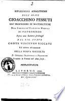 Riflessioni analitiche dell'abate Gioacchino Pessuti ... sopra una lettera scrittagli dal sig. abate conte Vincenzo Riccati ed inserita ultimamente nella nuova raccolta di opuscoli scientifici e filologici ..