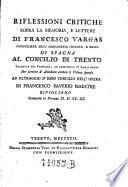 Riflessioni critiche sopra la memoria e lettere di Francesco Varga (etc.)