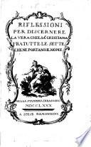 Riflessioni per discernere la vera Chiesa Cristiana. The dedication signed N. N., i.e. Giovanni Battista Noghera