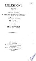 Riflessioni tratte dal libro intitolato Il solitario cristiano cattolico e dall'altro intitolato Emirena del conte di S. Raffaele