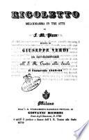 Rigoletto melodramma in tre atti