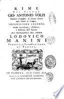Rime del signor Gio. Antonio Volpi pubblico professore di umane lettere nello Studio di Padova