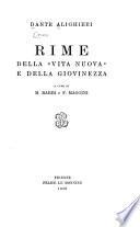 Rime della Vita Nuova e della giovinezza, a cura di M. Barbi et F. Maggini