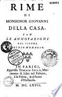 Rime di Monsignor Giovanni Della Casa, con le annotazioni del signor Egidio Menagio
