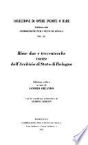 Rime due e trecentesche tratte dall'Archivio di Stato di Bologna