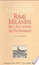 Rime milanesi per l'Accademia dei trasformati