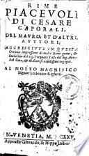Rime piaceuoli di Cesare Caporali, del Mauro, et d'altri, auttori