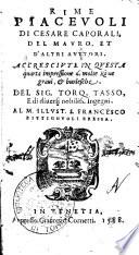 Rime piaceuoli di Cesare Caporali, del Mauro, et d'altri auttori
