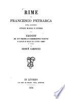 Rime sopra argomenti storici morali e diversi. Saggio di un testo e commento nuovo, col raffronto dei migliori testi e di tutti i commenti, a cura di Giosue Carducci